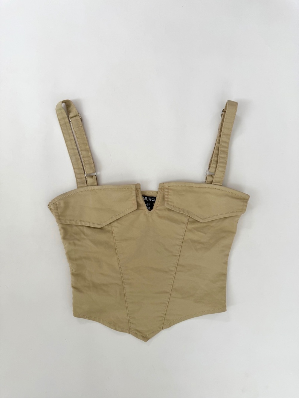 MURCI Neutral Beige Structured Corset Tank Top
